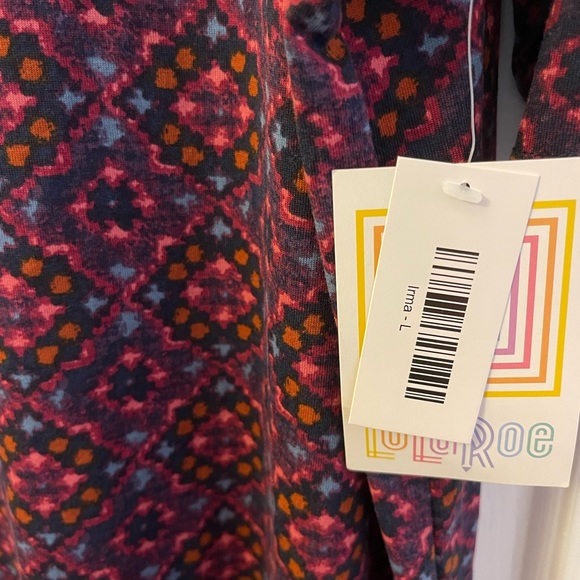 NWT LuLaRoe IRMA MULTI-COLOR SHORT SLEEVE HI-LOW TUNIC. Size L. - Picture 5 of 6